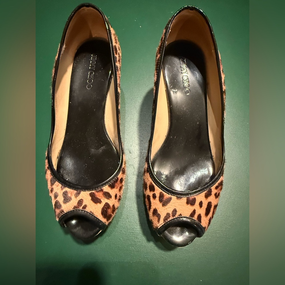 Jimmy Choo Animal Print Peep Toe Heels